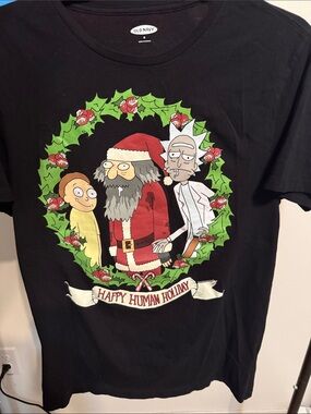 Old Navy Black Holiday Rick & Morty Graphic Tee. Size//Medium
